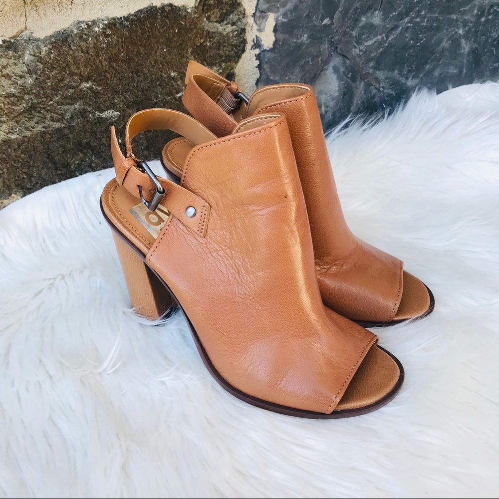 Dolce Vita Brown Peep Toe Block Booties Heels